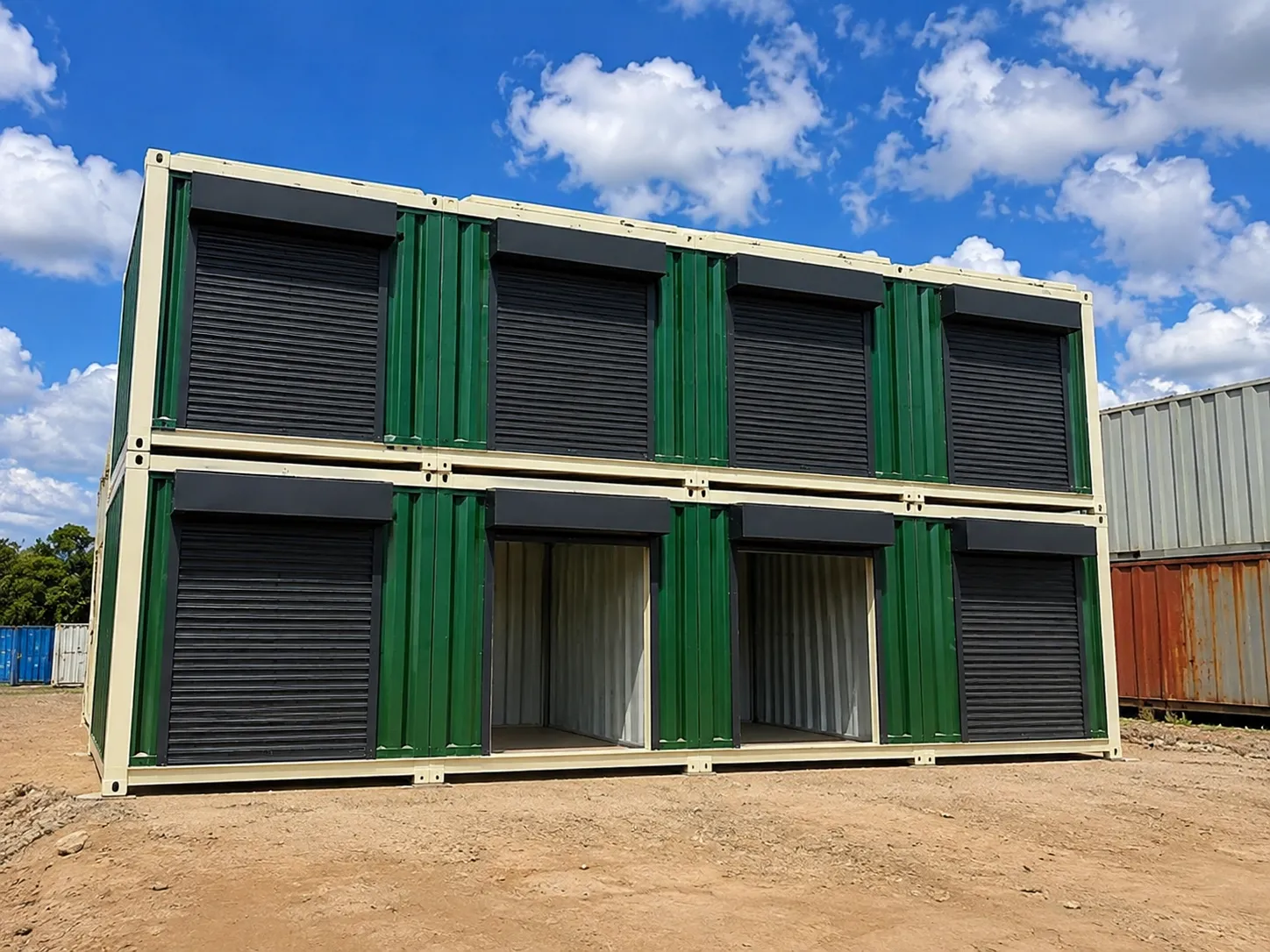 Shipping container converted into a roadside retail shop